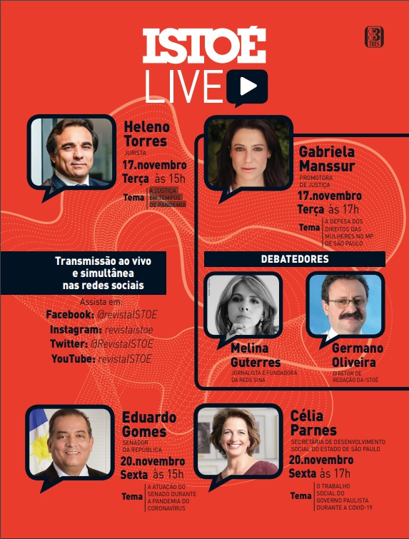 helenott's tweet photo. Na próxima terça-feira, dia 17 de novembro, participarei, às 15h, da Live da @RevistaISTOE sobre o tema: "A JUSTIÇA
EM TEMPOS DE PANDEMIA". https://t.co/F68Ny7MYgz