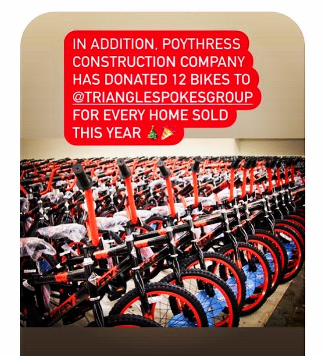 TriangleSpokesGroup (@trianglespokes) on Twitter photo Thank you to Poythress Construction Co. for your generous donation to <a href="/TriangleSpokes/">TriangleSpokesGroup</a>! What a great way to give back to the community and #pedaljoy! ๐ฒโค๏ธ๐ฒโค๏ธ๐ฒโค๏ธ๐ฒ #giveback #nonprofit #kids #bikes #raleigh #newhomes #trianglespokesgroup
TriangleSpokesGroup.org Thank you to Poythress Construction Co. for your generous donation to <a href="/TriangleSpokes/">TriangleSpokesGroup</a>! What a great way to give back to the community and #pedaljoy! ๐ฒโค๏ธ๐ฒโค๏ธ๐ฒโค๏ธ๐ฒ #giveback #nonprofit #kids #bikes #raleigh #newhomes #trianglespokesgroup
TriangleSpokesGroup.org