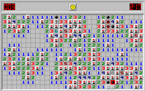 Image of a Minesweeper game in progress.
