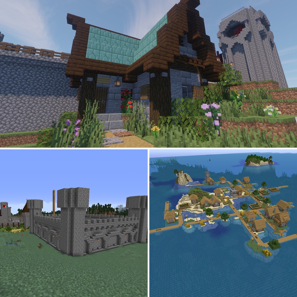 JMOtheSchmo's tweet photo. We found a Minecraft version of Bora Bora, started our Training Outpost, and finished the Flower Grower... things are coming along! https://t.co/BwSwnZqehP #minecraft #minecraftbuilds #minecraftdad #medieval #twitch #twitchtv #twitchstreamer #smallstreamer #twitchaffiliate https://t.co/HcYhtDBe41