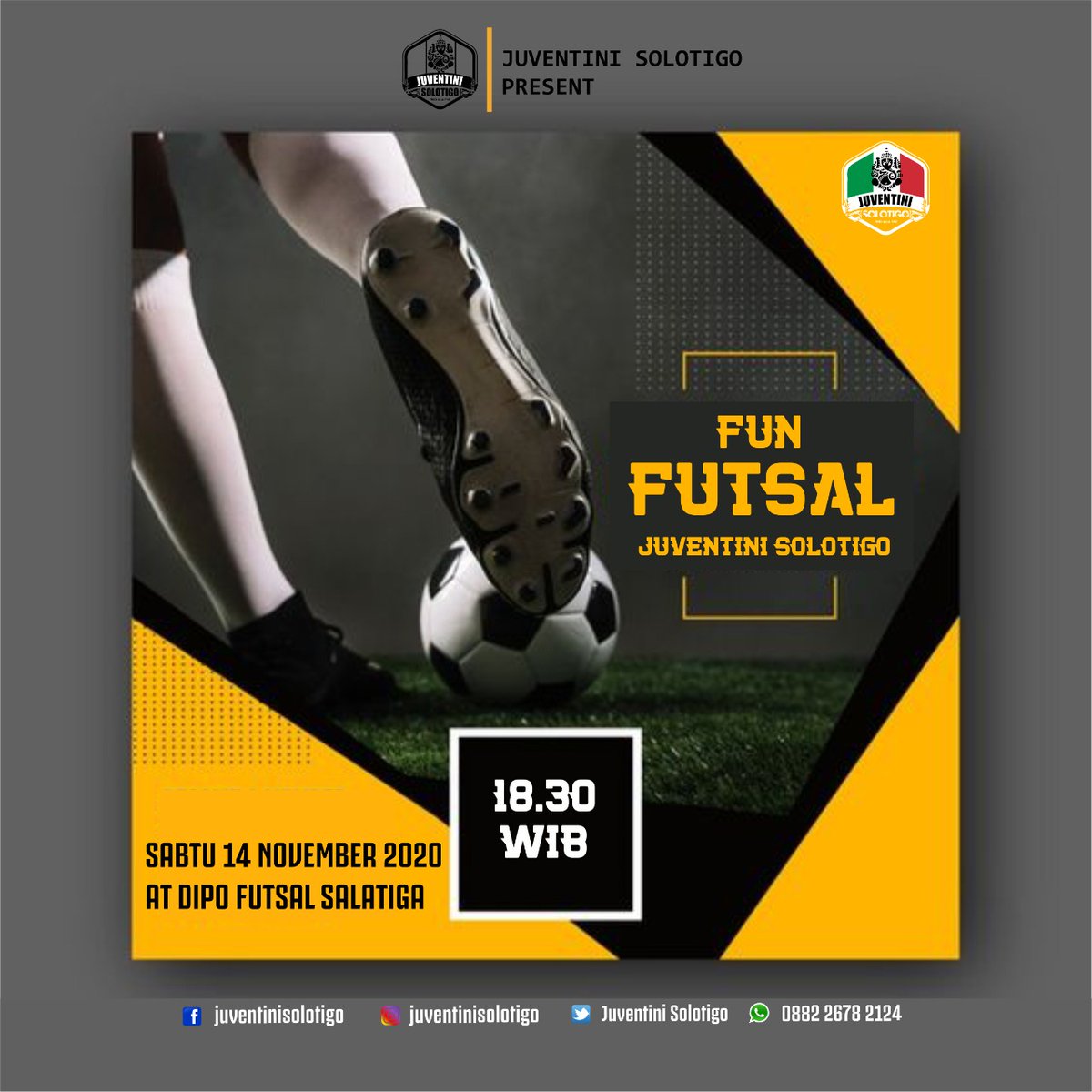 JuveSolotigo's tweet photo. BUON GIORNOOO AMICIIIIII..

Gimana kabar pagi ini? Semoga selalu sehat yaaa.. Biar stamina tetap terjaga, yuk ikutan agenda kita malam ini.

Kita Fun Futsal yaa supaya stamina dan silaturahmi tetap terjaga 🔥

Detail lengkap silahkan cek flyer dibawah ini, Ciao! https://t.co/KhykQzT1dQ