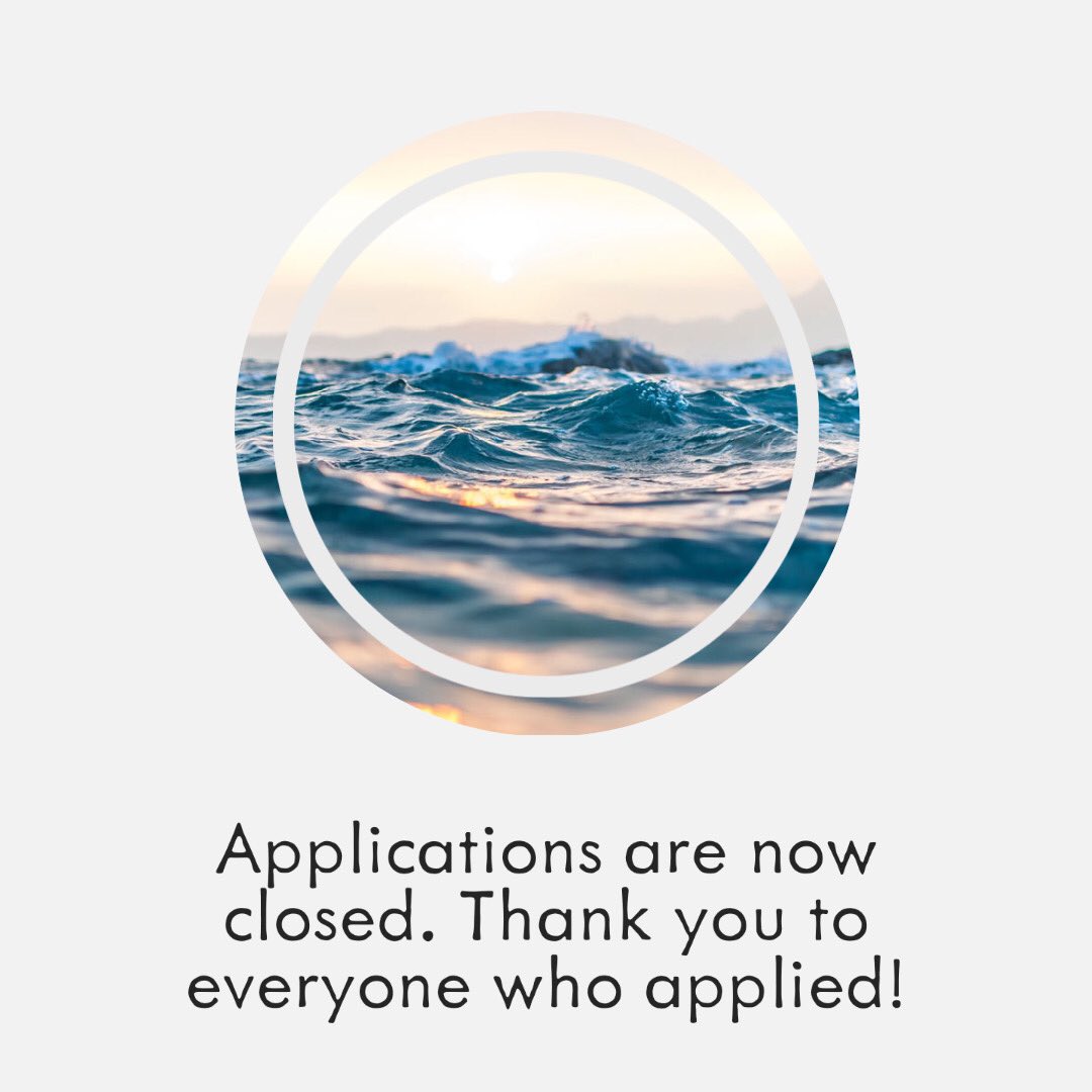 RadyOcean's tweet photo. Applications are now closed!Thank you to everyone who applied! We are reviewing applications and will notify you if you have been accepted by December 8th! https://t.co/NhLPHufJPO