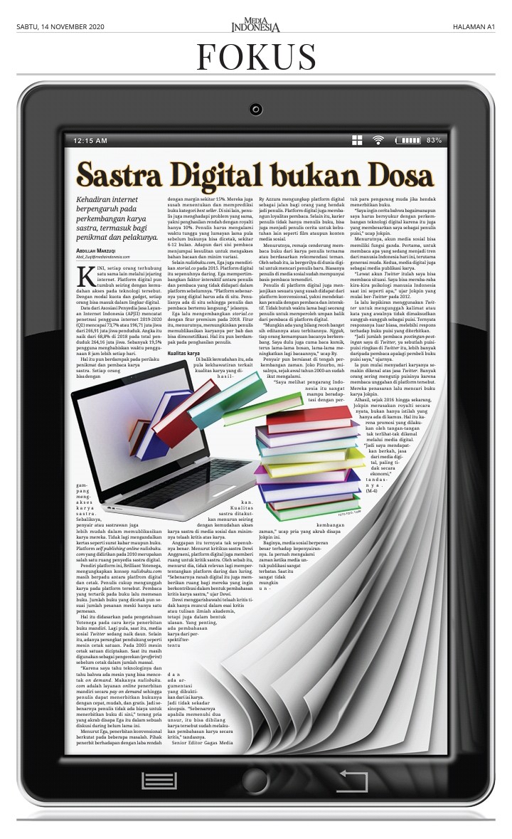 mikomunitas's tweet photo. DIGITAL DAN KARYA SASTRA INDONESIA
#EpaperMI #mediaindonesia
https://t.co/IYNjEs0a28 https://t.co/0453xGUmPC