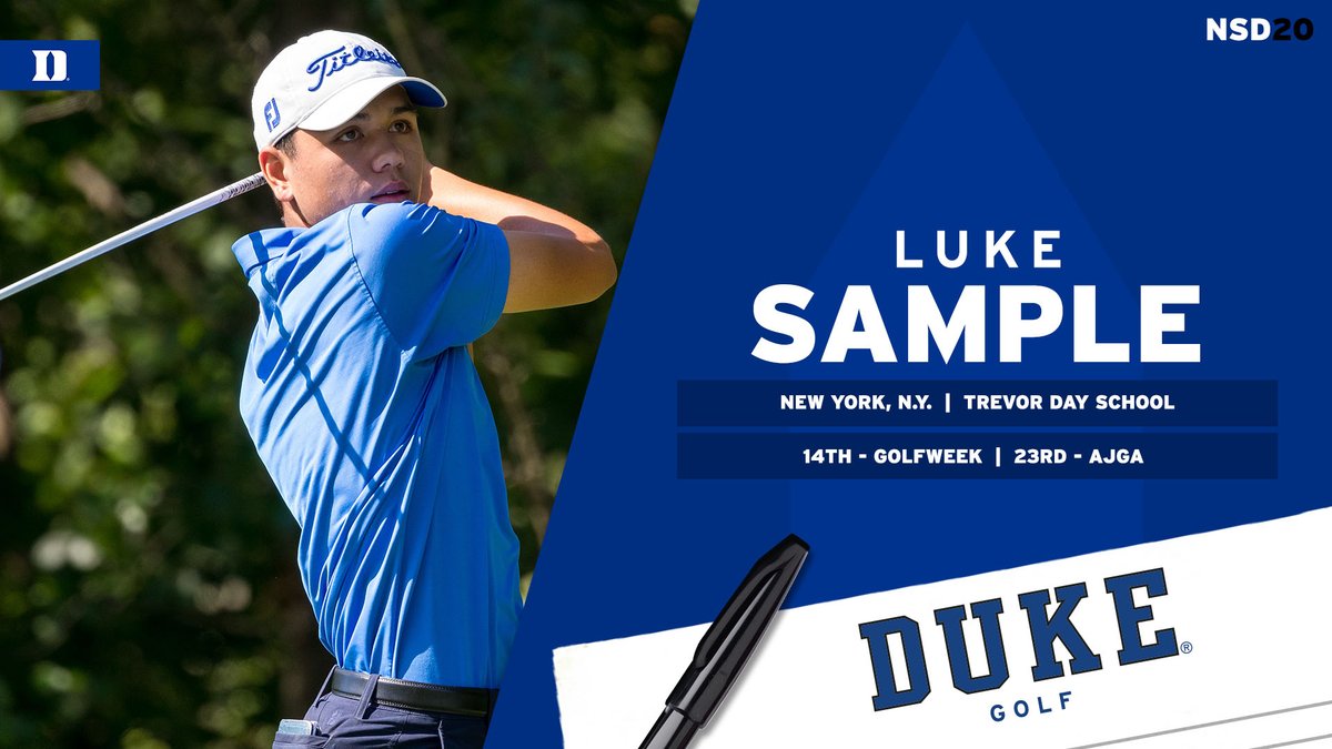 The 2020 Metropolitan Junior Player of the Year and @AJGAGolf Junior All-American is officially a Blue Devil ✍️🙌 Welcome to the Duke family, @lukesamplegolf! #GoDuke 🔵😈⛳️