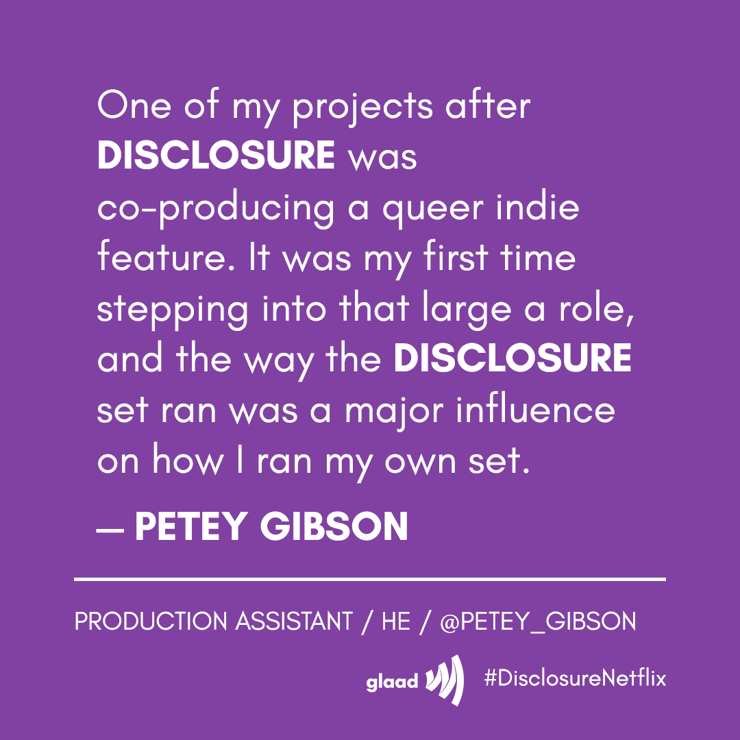 Disclosure_Doc's tweet photo. @glaad @Lavernecox @SamFederFilm @NetflixFilm @Most #DisclosureNetflix deliberately fostered an environment rich with inclusion, collaboration, and respect. Production Assistant @petey_gibson explains how those values influenced his next project.
#TransAwarenessWeek #DisclosureBTS w/ @glaad https://t.co/fLbOAtTiWX