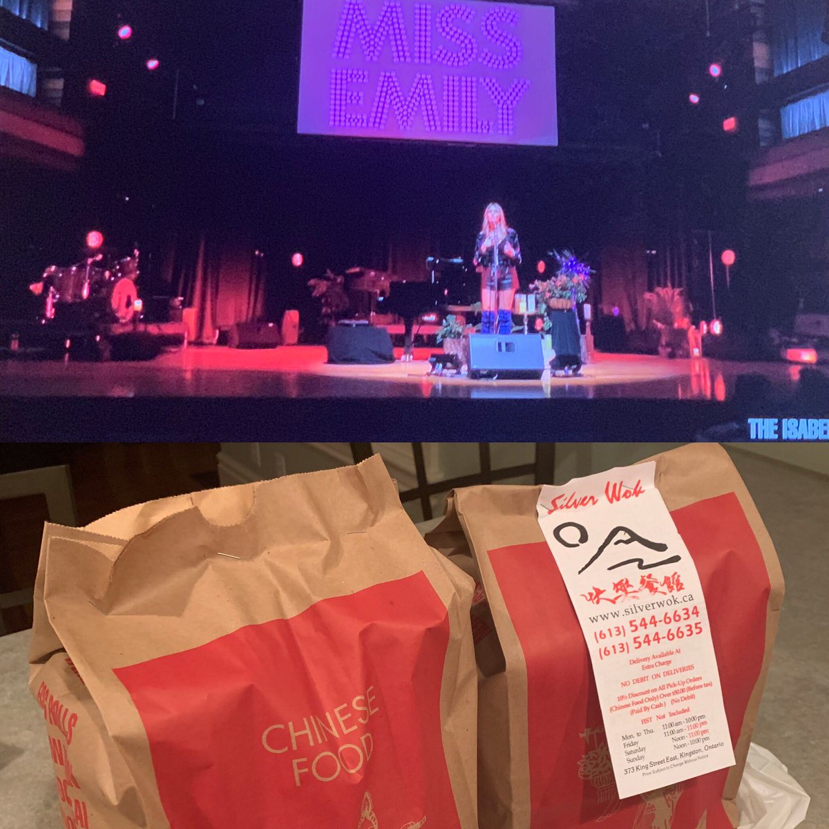 SueBatesQ91's tweet photo. A fantastic made in #ygk night! So great to watch @TheMissEmily via live stream at the @queensuisabel while enjoying @downtownktown’s #SilverWok ❤️
#lovekingston #ygklive #ygklove #YumGK https://t.co/FVpUwdpwYH