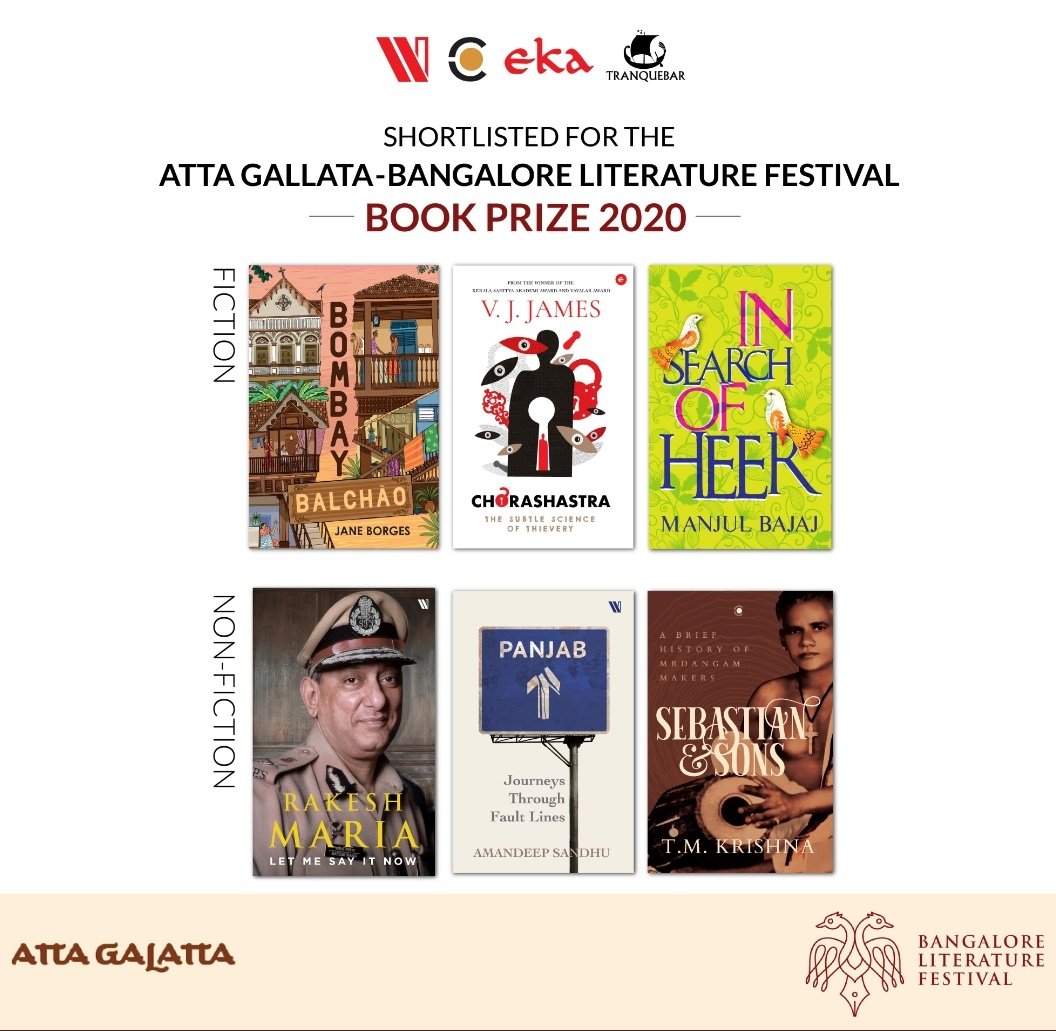 Diwali celebrations of a bookish sort: six fabulous books on the <a href="/AttaGalatta/">Atta Galatta</a> <a href="/BlrLitFest/">Bangalore Lit Fest</a> prize shortlist. Congratulations <a href="/janeborges9/">Jane Borges</a> @BajajManjul <a href="/_asandhu/">Amandeep Sandhu</a> <a href="/tmkrishna/">T M Krishna</a> #RakeshMaria #VJames. <a href="/ContextIndia/">Context</a> @EkaWestland #Tranquebar