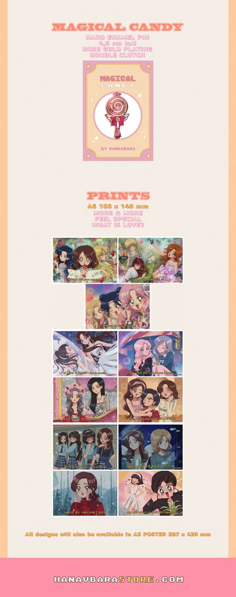 hanavbara's tweet photo. here you have the twice catalog, which includes the twice though the eras designs as well as the candy pin and new prints! 💖

also there will be prints available for kpop girls (itzy, iu, heize, chungha and more!) https://t.co/ieweBAtbk3