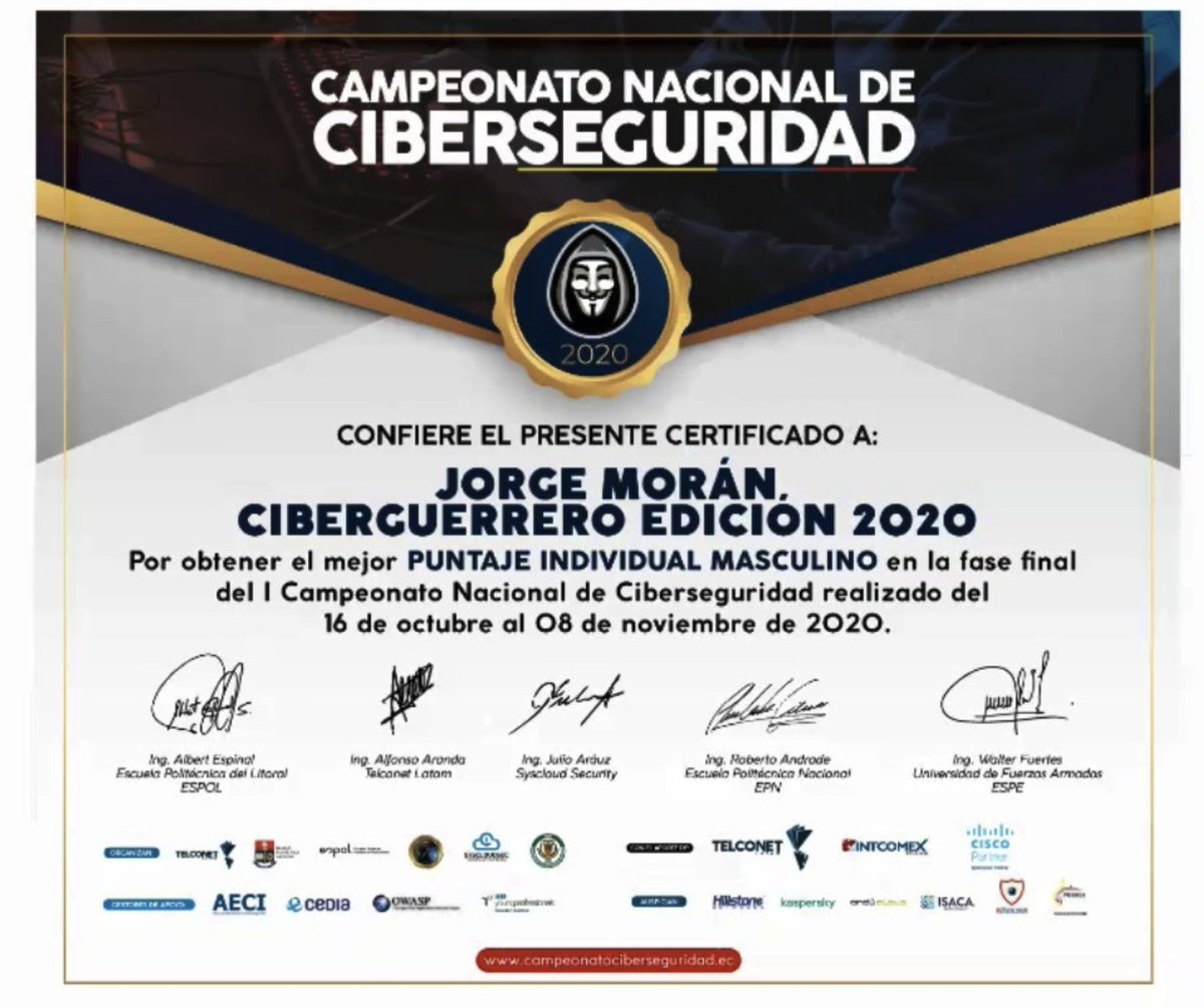 4PT593's tweet photo. Participamos en el @CampCiberEC.
Agradecemos a los organizadores por la memorable experiencia. 
Nuestros miembros @_munra_ @FernandOrtizF @andres_checa
@jorgejams88 por su rendimiento recibieron varios premios.
 🥇 Red team y categoría abierta
 🥈 Purple team
 🥋Ciberguerrero https://t.co/2lK8rfeH8K