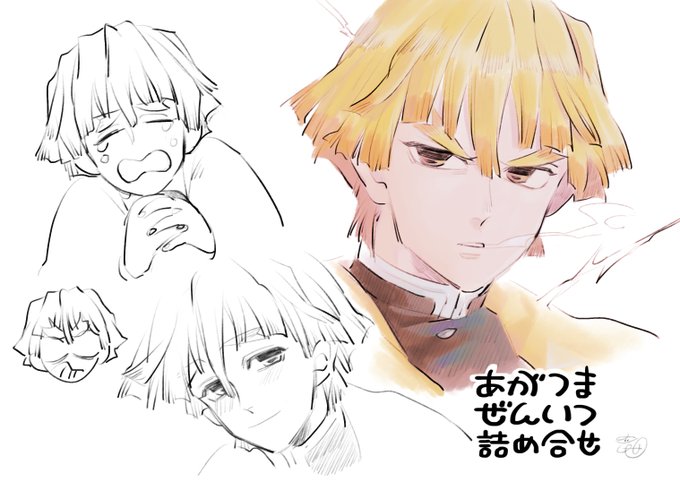 ポテトマン竜田さんがTwitterに投稿した我妻善逸(鬼滅の刃)のイラスト。