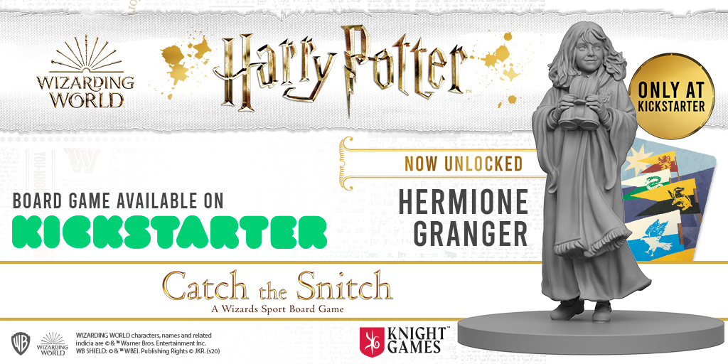 #Hermione spectator model UNLOCKED!
It can be used instead of the marker included into the core box to enhance your experience with this beautiful model included into every pledge for free.

#harrypotter #catchthesnitch #quidditch #boardgames #kickstarter #knightgamespublishing