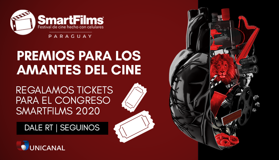 Unicanal's tweet photo. 😍¡TENEMOS PREMIOS PARA LOS AMANTES DEL CINE! 📽️

Regalamos 🎟️ TICKETS del Congreso
📲 #SmartFilms2020. 🙌 para vos y 2 amigos.

¿Cómo participar? 🤔

🔁 RT a la publicación.
👉Segui a @Unicanal 😉 https://t.co/dIfzkAP5wq