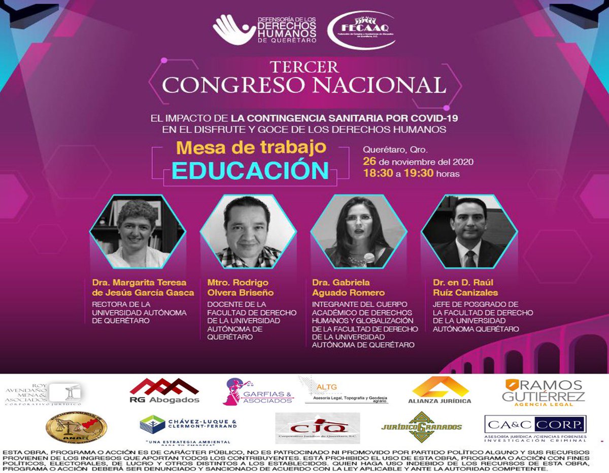 ¡¡R E C U E R D A!!
Si ya realizaste tu registro ayúdame a compartir!!🙏🏼

REGISTRO🧑🏽‍💻🧑🏿‍💻👨🏻‍💻👩🏻‍💻forms.gle/pJmcrSMTnmK3qW…

📆25,26 y 27 de noviembre del 2020
No te lo puedes perder!!!. 👩🏻‍💻🧑🏽‍💻🧑🏿‍💻👨🏻‍💻
#FECAAQ2020
#TrabajadoPorElGremio 
#DDHQ
#3ercongresonacionalDH