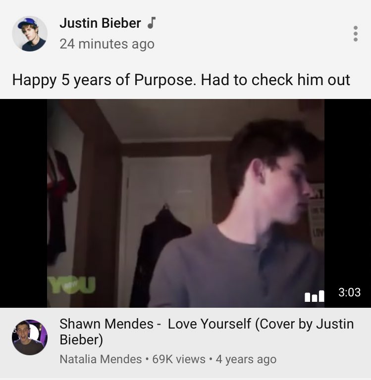 JBCrewdotcom's tweet photo. Justin Bieber via his YouTube Community: https://t.co/W6u20woZOQ