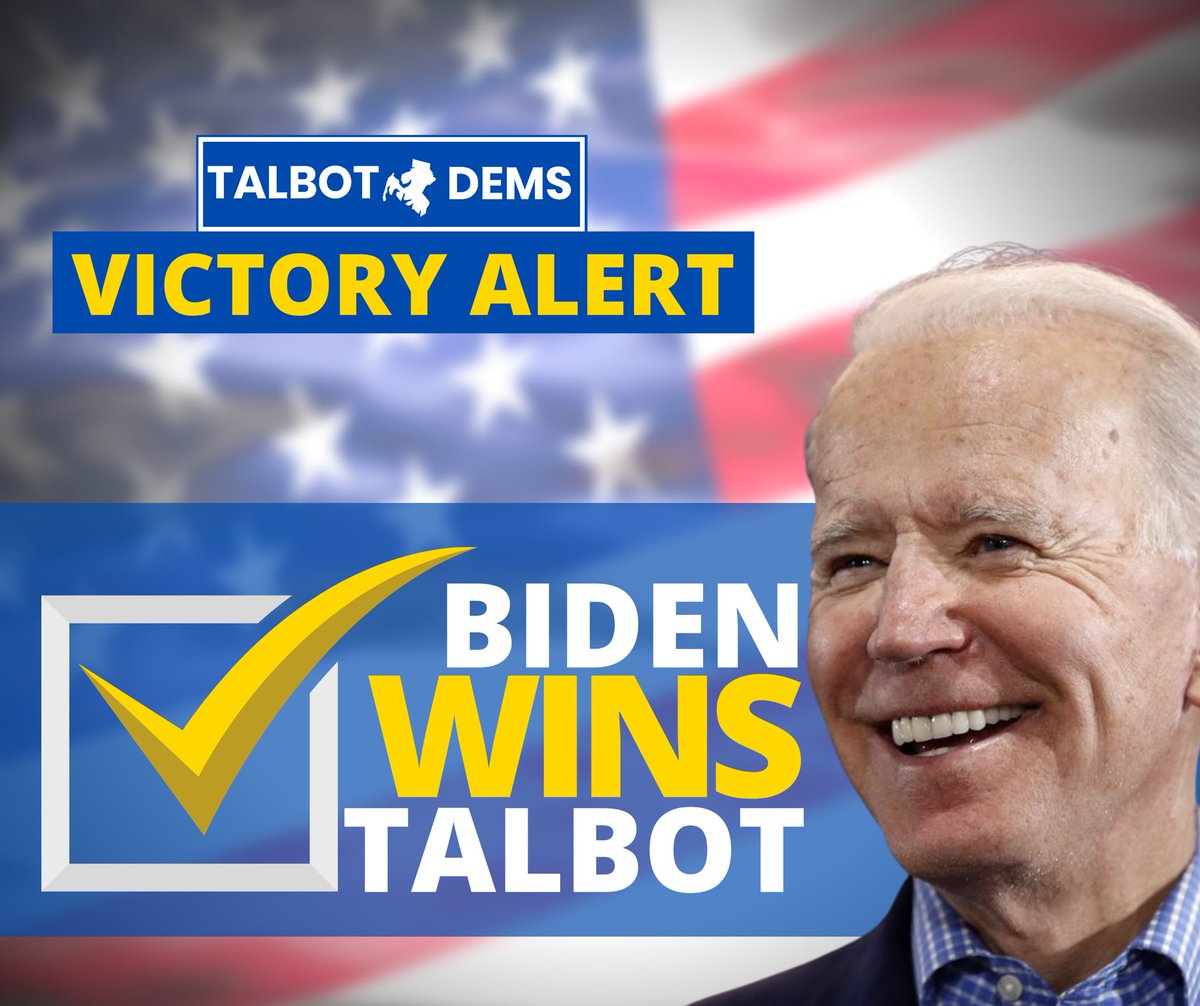 WE DID IT! <a href="/JoeBiden/">Joe Biden</a> is the first Democratic presidential candidate to win in #TalbotCounty since 1964.
#2020Elections #MDpolitics #BuildBackBetter #VictoryDay2020