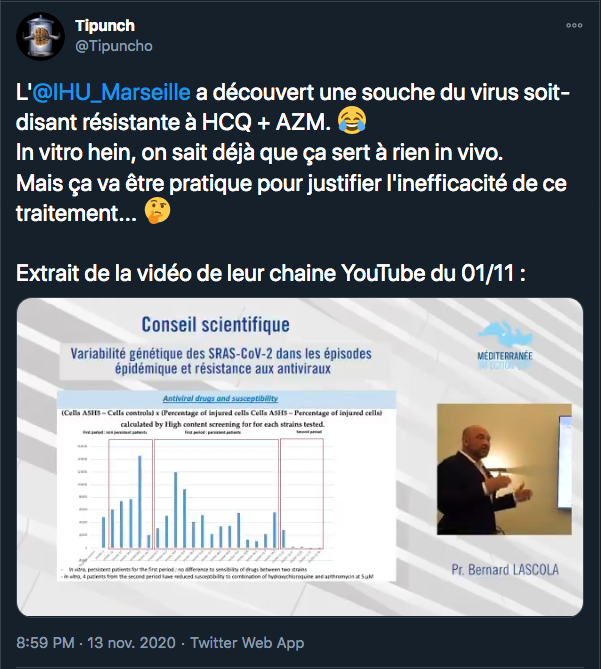 Nain_Portekoi's tweet photo. ILS ONT OSÉ ! Je vous l'annonçais il y a un mois et demi en EXCLUSIVITÉ MONDIALE : l'IHU vient de "découvrir" que les nouvelles variations du COVID sont résistantes à l'HCQ... Comme... Par...Hasard...
Je suis mort de rire tellement c'est gros. https://t.co/ICGKVVWztU