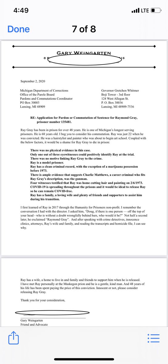 TimeToFreeRay's tweet photo. Thank you!!! And please know that there is absolutely an application for Ray’s release. @GovWhitmer and the MI Parole Board have it. https://t.co/nClUHNXQof