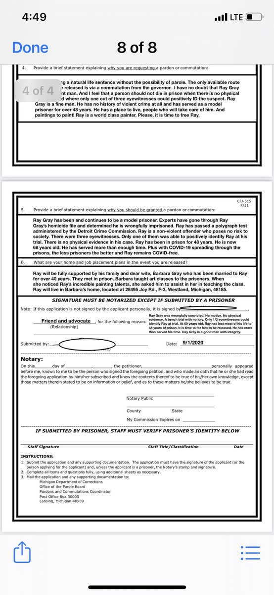 TimeToFreeRay's tweet photo. Thank you!!! And please know that there is absolutely an application for Ray’s release. @GovWhitmer and the MI Parole Board have it. https://t.co/nClUHNXQof