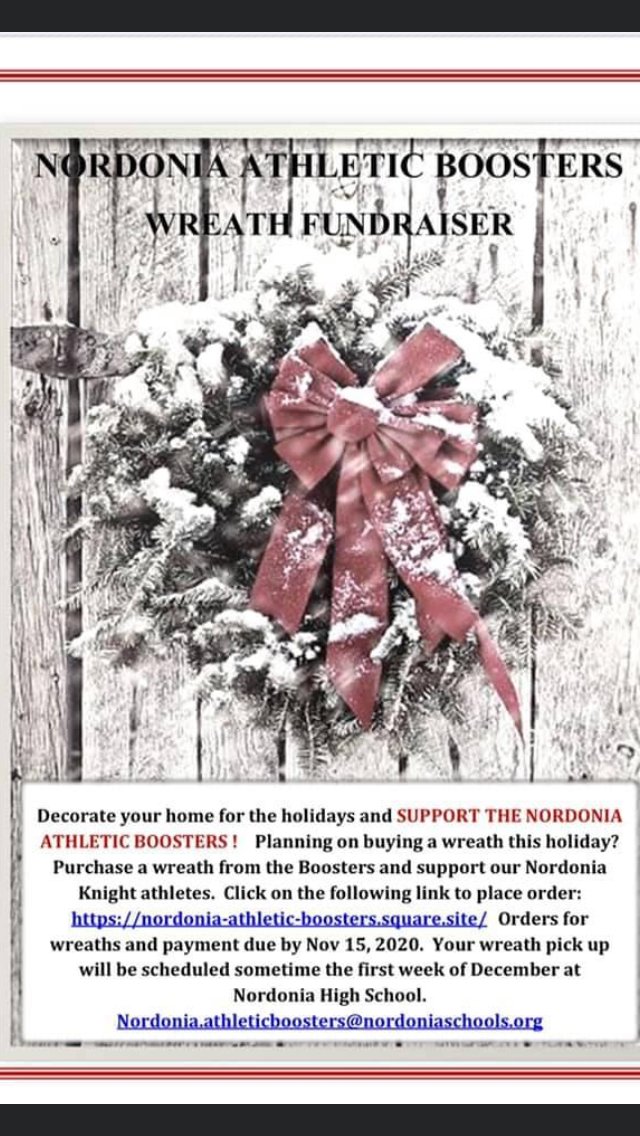 NordoniaBooster's tweet photo. Booster Holiday Wreath Fundraiser. Orders taken through 11/15 at (BR):

https://t.co/Tyq5XgWAs7 

@CaseyGWright @DrJoeClark @NHSAthletics1 https://t.co/o8txZDWTAz