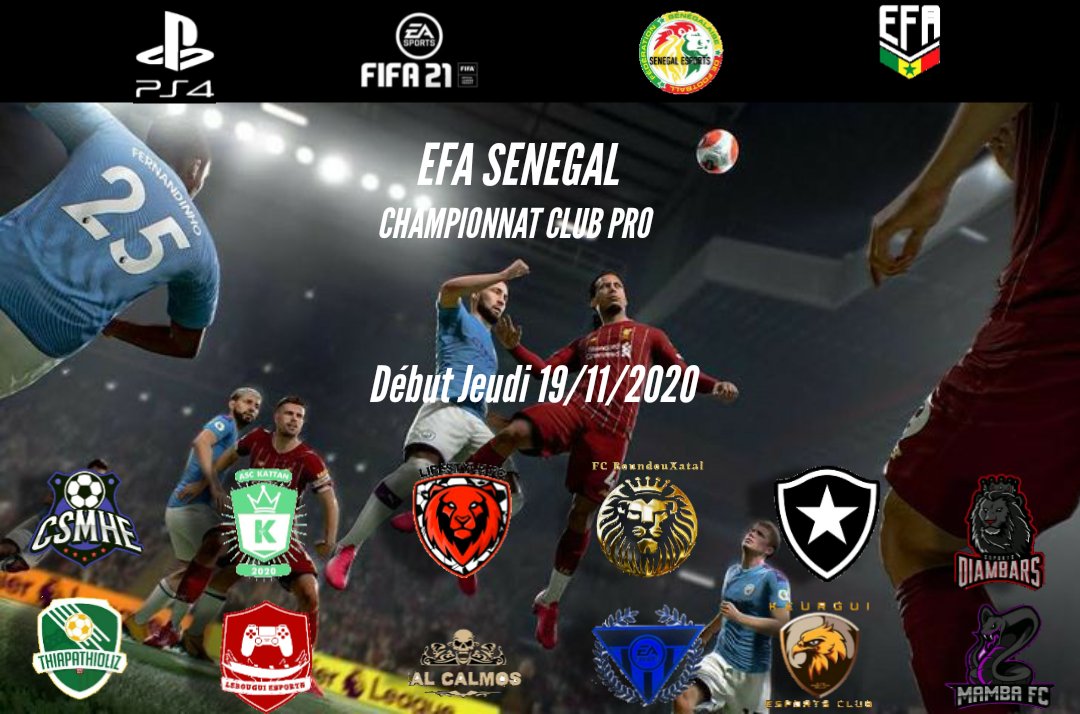 EfaSenegal's tweet photo. Le championnat club pro fait son retour sur la TL221 avec EFA SENEGAL. Une competiton regroupant les plus belles equipes du senegal. Qui va remporter ce championnat? Les paris sont ouverts.
N'hésitez pas à nous follow pour avoir toute l'actualité du championnat. #LaBaguarre https://t.co/0s3OirTeGu