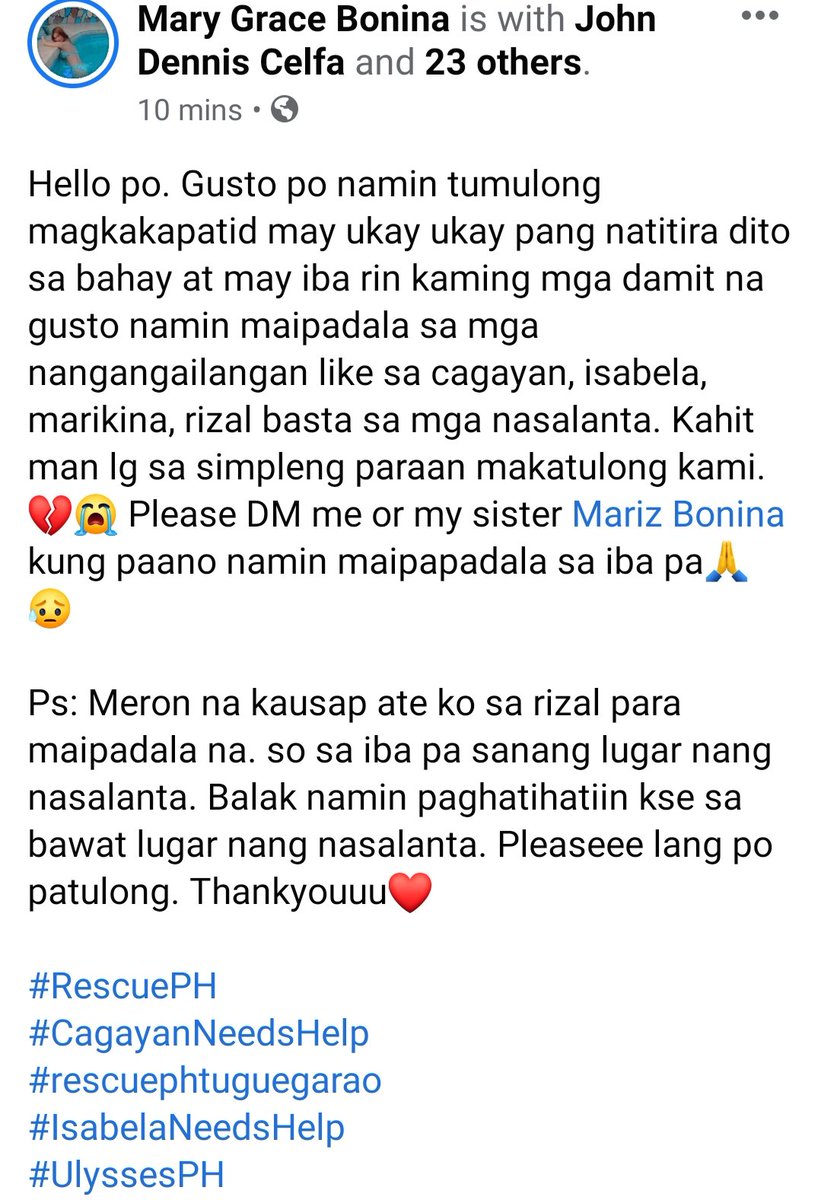 ImGraceBonina's tweet photo. Gusto namin makatulong man lg kahit sa simpleng bagay🙏😭 So please DM me kung papano maipapadala pa sa ibang lugar. Magtulungan po tayo mga kababayan❤️🙏#CagayanNeedsHelp
#RescuePH
#rescuephtuguegarao
#IsabelaNeedsHelp
#UlyssesPH
#CNNPhilippines
#ABSCBNnetwork
#GMANews https://t.co/xm9mJMsz5s