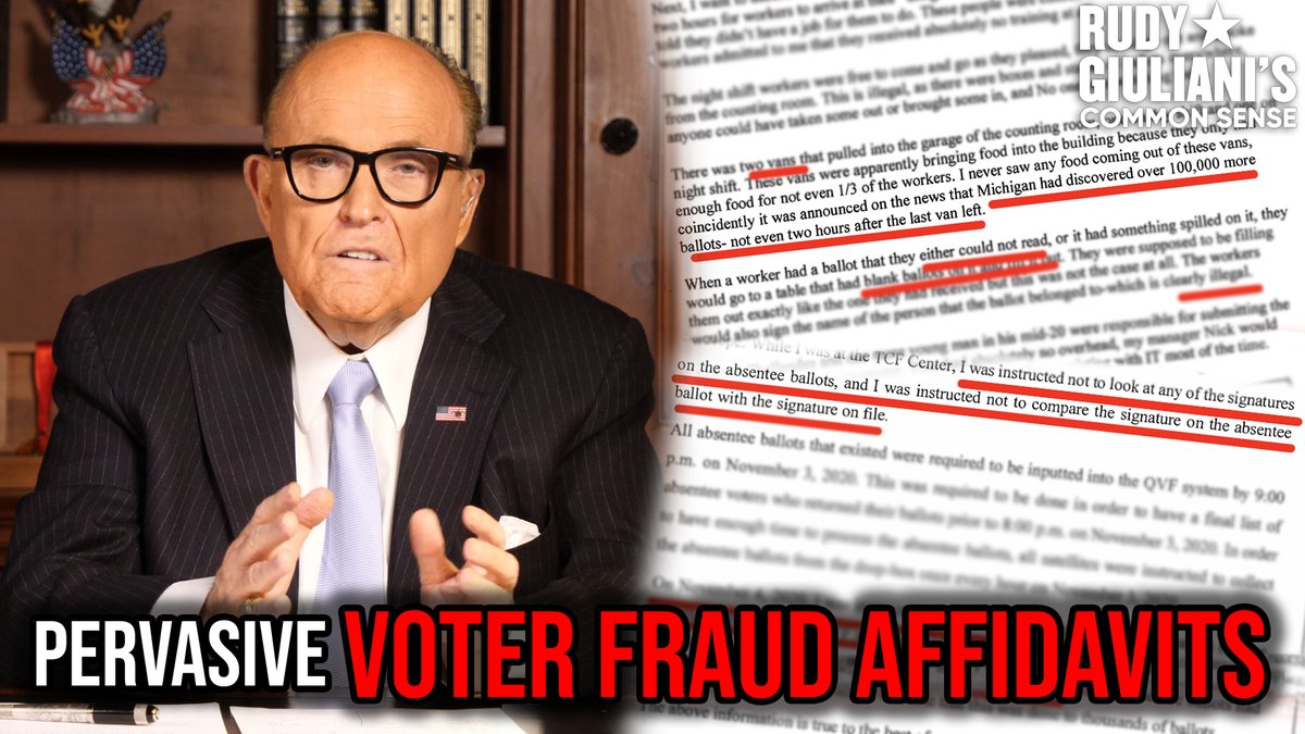 REVEALED: Sworn Evidence Of Pervasive Voter Fraud #Affidavits 

Rudy Giuliani breaks it down here: youtu.be/sd-5Xm5PFmg