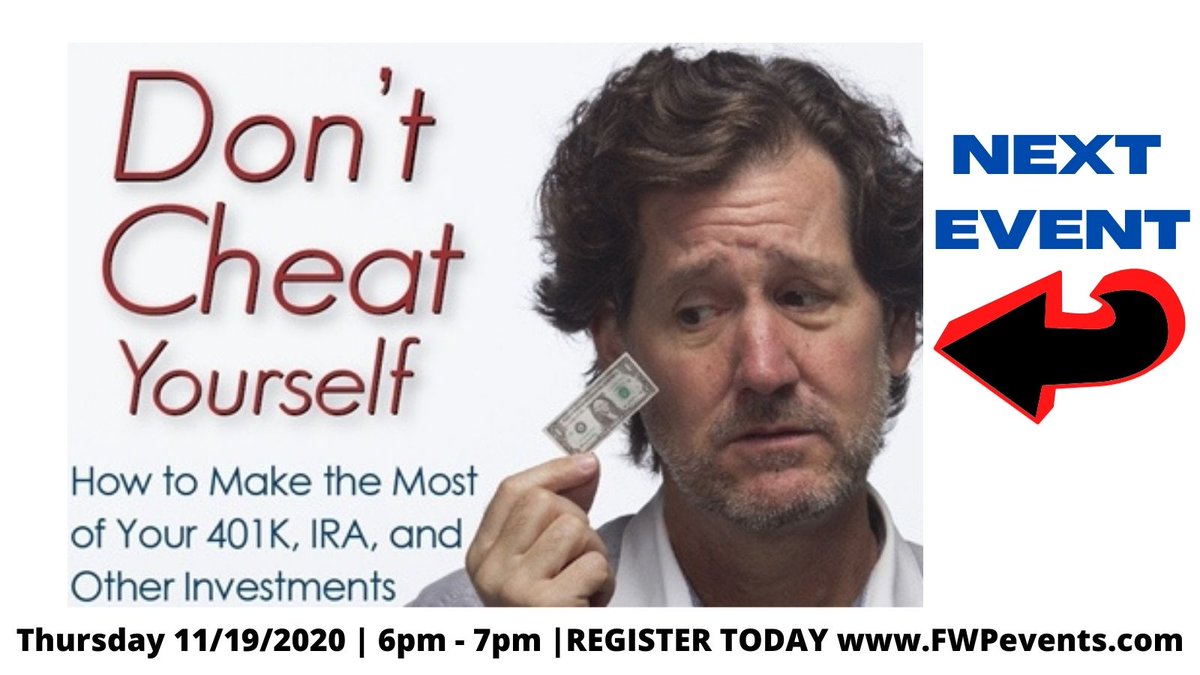 FWPConcordNC's tweet photo. Online Education &amp; Discussion | Thurs 11/19 6pm
Pandemic, presidential election, uncertain economy, stock market up &amp; down...concerned?... Family Wealth Partners is presenting "Don't Cheat Yourself: Maximize Your 401k, IRA and Other Investments" REGISTER https://t.co/zRkUHGmyrU https://t.co/MlHoVxsYVl