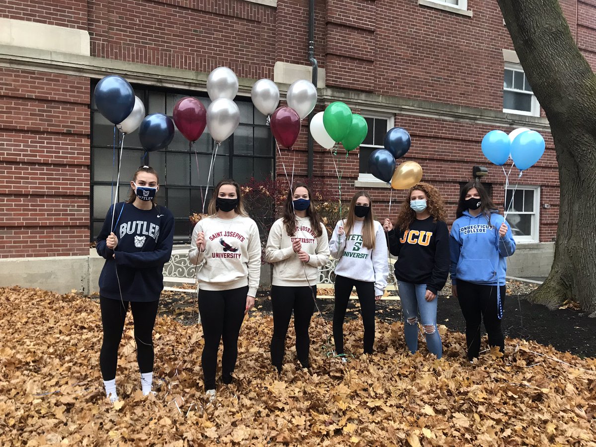 SHAathletics's tweet photo. It was NCAA Signing Day at SHA! Congrats to L to R: Kayleigh Colleary- Butler lacrosse, Kayla Menshon- St. Joseph’s rowing, Kelsey Menshon- St. Joseph’s rowing, Tori Runckel- Stetson rowing, Emma Fenwick- John Carroll lacrosse and Kayla Kasprzak- Connecticut College ice hockey. https://t.co/UeLaO3lUhE