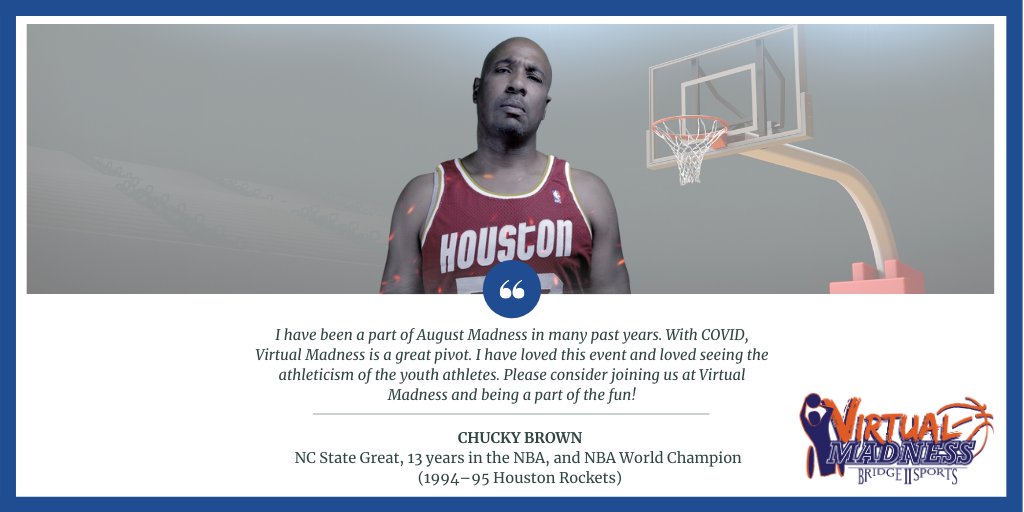 Bridge2Sports's tweet photo. Don't miss @52ChuckyBrown52 on tonight's #VirtualMadness, live on YouTube at 6pm: https://t.co/0Q6nic4nRn Watch some #CrazyFun #FreeThrow challenges! #HoopsAreHoops #ChuckyBrown #GoPack #WolfPack #Pack #NCState #CardiacPack #Fundraiser #WheelchairBasketball #WheelchairSports https://t.co/ULRbtTffks