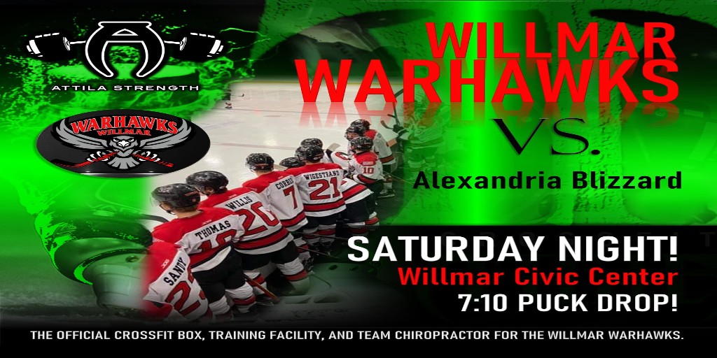 WarHawksWillmar's tweet photo. Proud to have @CrossFitAttila support the WarHawks!  #NA3HL https://t.co/8sHutxkNeF
