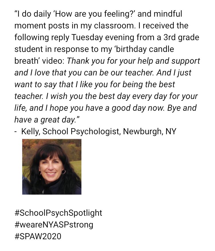 nyasp's tweet image. “I wish you the best day every day for your life...” 💙 @KellyCaci #SchoolPsychSpotlight #weareNYASPstrong #SPAW2020 @nasponline