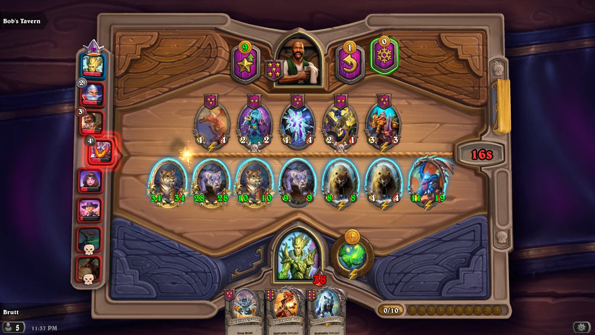 BruttHS's tweet photo. Token shenanigans without Khadgar or Brann, I'll teach you... KEK #Hearthstone #battlegrounds https://t.co/YrA2MjDxhZ