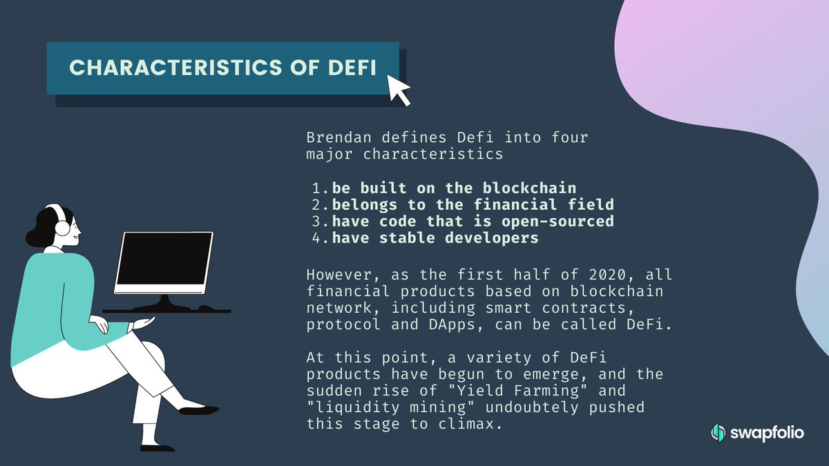  #DeFi must be:1: Built on  #blockchain 2: In the  #financial field3: Have open-source  #code 4: Stable  #developers