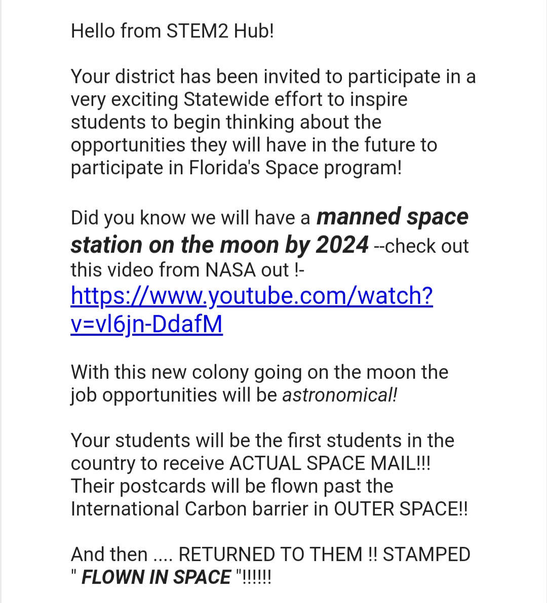 LaheraLegends's tweet image. We have been given a once in a lifetime opportunity to receive mail that was flown in space!!! 🌌 #DreamBigFlorida #SpaceMail #FREOwls @FreOwls #CitrusSchools @CitrusSchools @ScienceCitrus