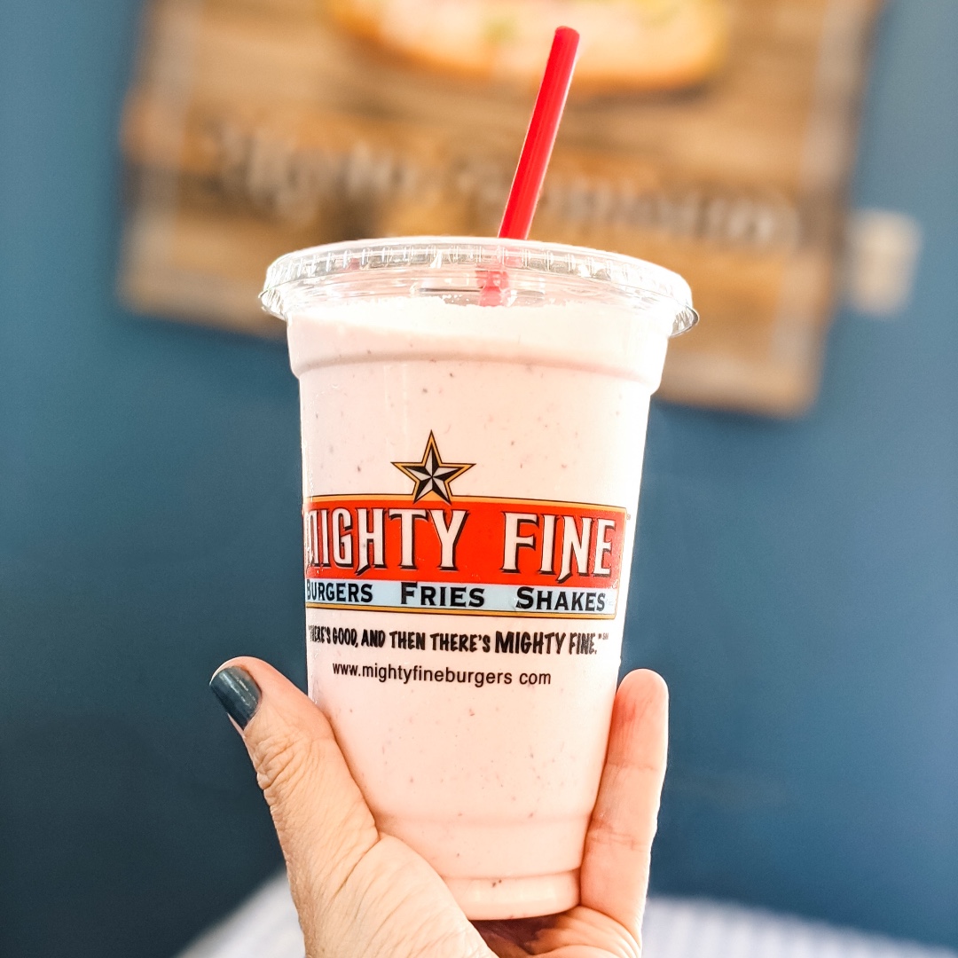 Guaranteed to sweeten your day🍓🍓 Hand-dipped milkshake with real <a href="/ILoveBlueBell/">Blue Bell Ice Cream</a> ice cream &amp; homemade Strawberry Syrup  #mightyfineburgers #sweet