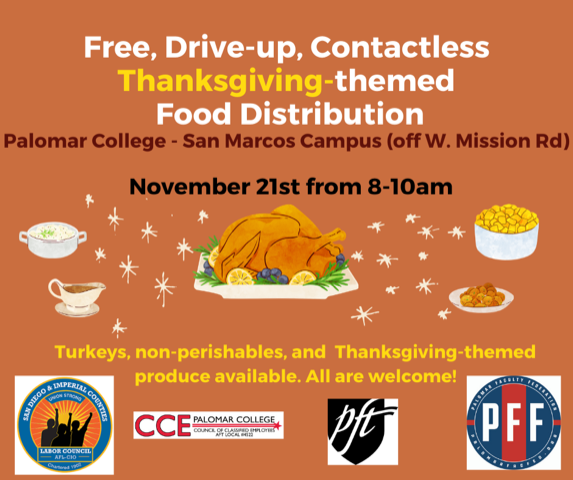 palomarcomets's tweet photo. Food Distribution Event/ Distribución de Alimentos
📆SATURDAY, November 21/ SABADO, 21 de Noviembre
⏰ 8:00am
📍Palomar College - San Marcos Campus Lot 12.
#fooddistribution #foodbank #distribuciondealimentos #bancodecomida
https://t.co/qBfTy10qUf https://t.co/ewTplQ6BiY