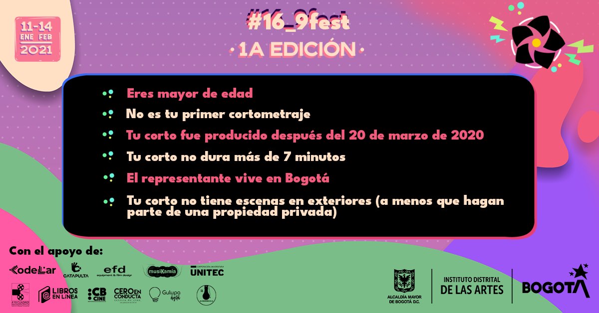 16_9filmfest's tweet photo. 🔜 ¡De hoy en 8 abriremos #convocatoria! 
Estamos muy emocionados y queremos compartirles algunos requisitos para participar de la categoría #profesional. 
Y ustedes, ¿también están emocionados?

¡Nos vemos en 16:9! #SaveTheDate 
Aprecia, imagina y crea con #16_9fest. 🌺 https://t.co/SGbMT92rw6
