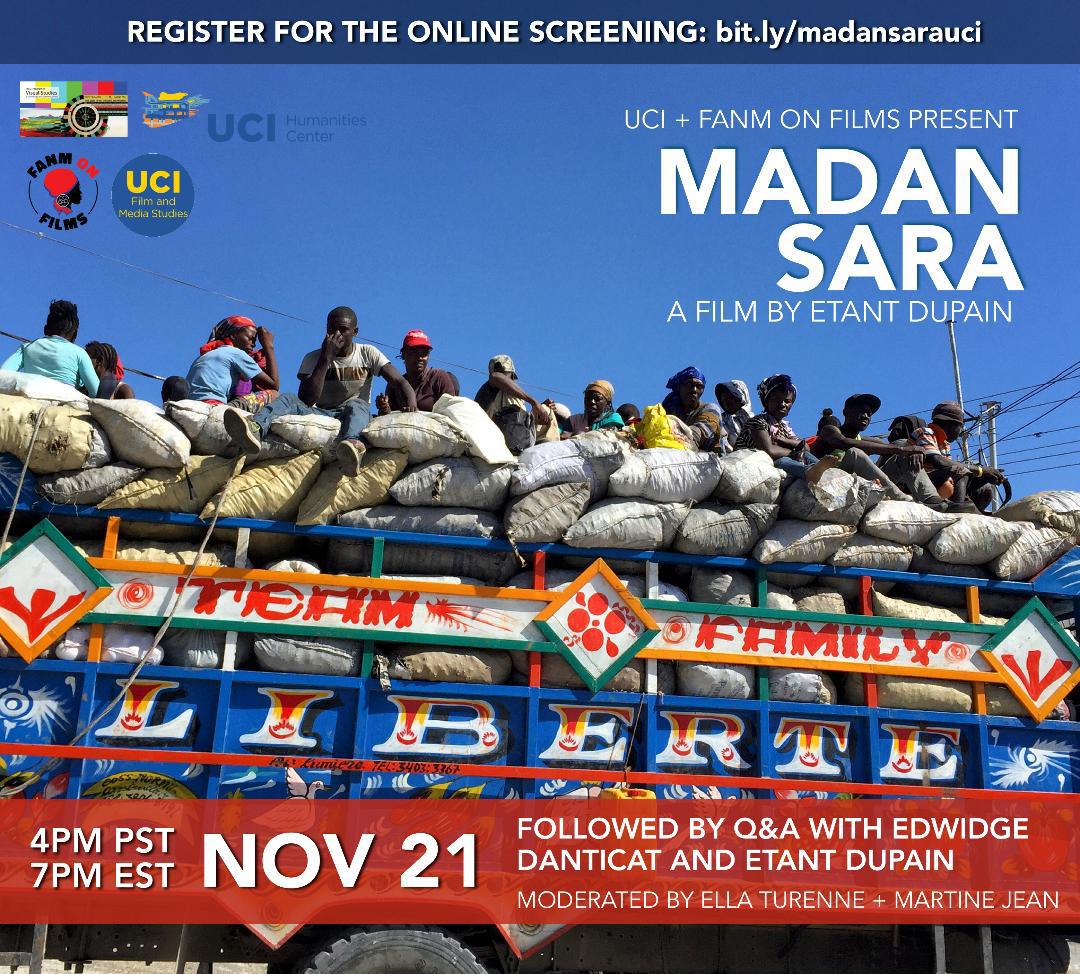 FanmOnFilms's tweet photo. LIVE screening of “MADAN SARA,” followed by Q &amp; A with filmmaker ETANT DUPAIN and renowned author EDWIDGE DANTICAT. 

When: Saturday November 21st @ 4pm PST  7pm EST

Registration: https://t.co/mfrtS1TN9u
#MadanSara

#Haiti #Haitian #HaitianFilmmakers #BlackFilms #Cinema https://t.co/3o53686idi
