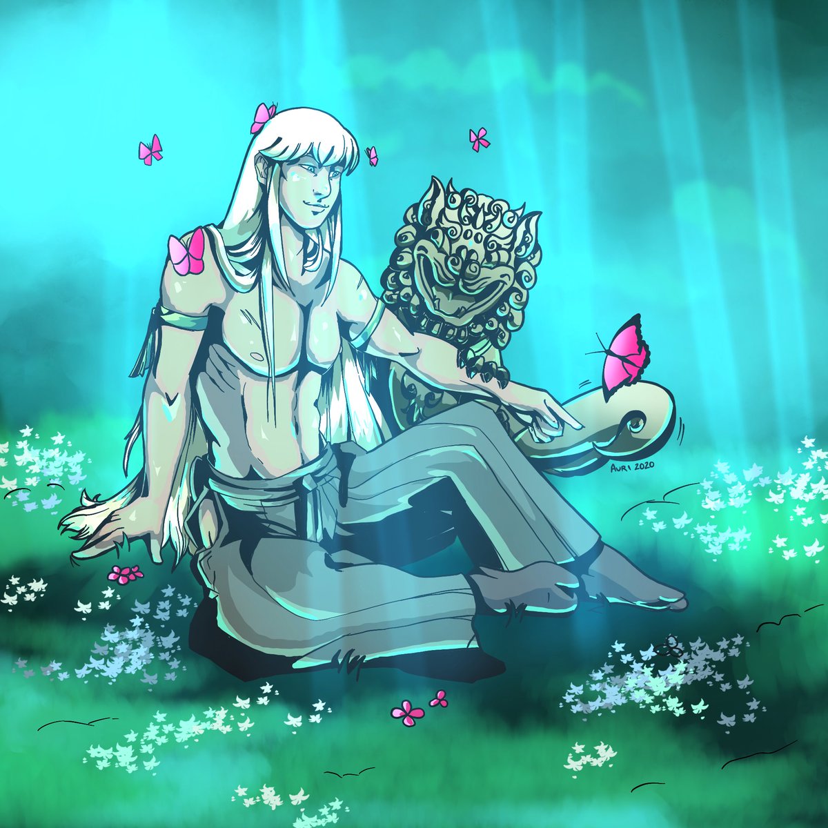 Decided to draw my boy Chouno in #HadesGame style. I enjoyed this little experiment. <a href="/GOIL5R/">Gates of Orchid and Iris</a> 

#l5r #legendofthefiverings #seppun #chouno