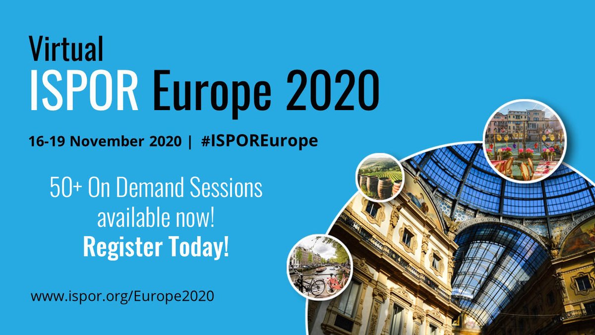 ISPORorg's tweet photo. Virtual ISPOR Europe 2020 starts Monday! Why wait? Register now &amp; benefit from the HEOR education you’ll get at the conference…and through 50+ on demand sessions available NOW! Access all sessions on demand thru 31 December. Register! #HEOR #ISPOREurope  https://t.co/01BvwPoRsi https://t.co/svNS3cFtEt