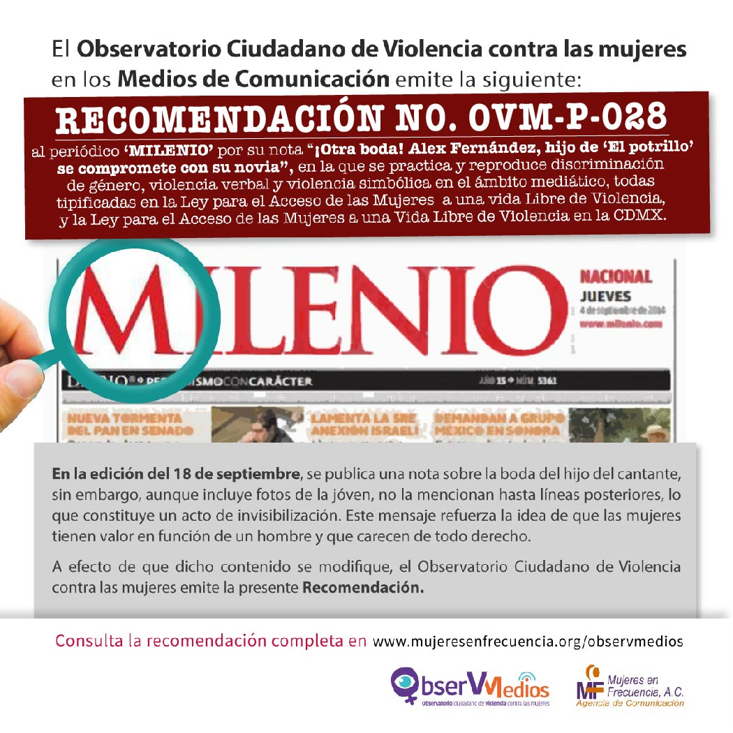 observmediosmx's tweet photo. #observmedios #losmediosmeviolentan #sexismono #SEMUJERES #proyectocoinversion2020 Secretaría de las Mujeres CDMX Mujeres en Frecuencia, A.C. Secretaría de Gobernación CONAVIM Inmujeres México Of Carmen Saavedra, #milenio @Milenio 
https://t.co/qk8rOdfVUn https://t.co/2ACwczBLEV