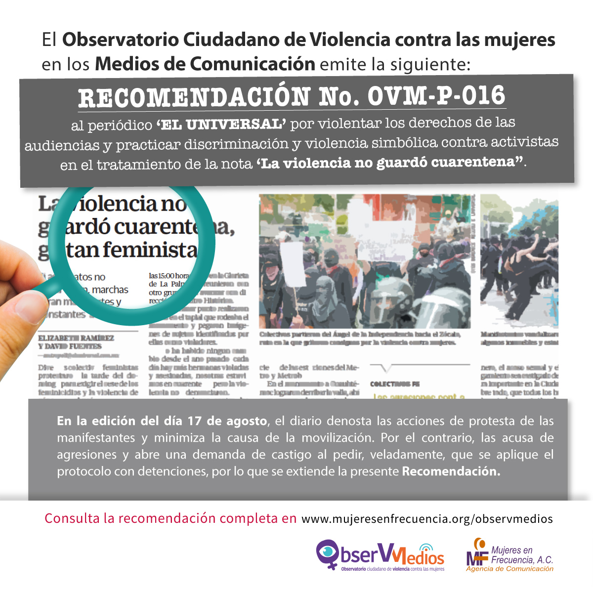 observmediosmx's tweet photo. #observmedios #losmediosmeviolentan #sexismono #SEMUJERES #proyectocoinversion2020 Secretaría de las Mujeres CDMX Mujeres en Frecuencia, A.C. Secretaría de Gobernación CONAVIM Inmujeres México Of Carmen Saavedra, #ElUniversal @El_Universal_Mx 
https://t.co/qk8rOcYkvN https://t.co/i0r4K8fT8s