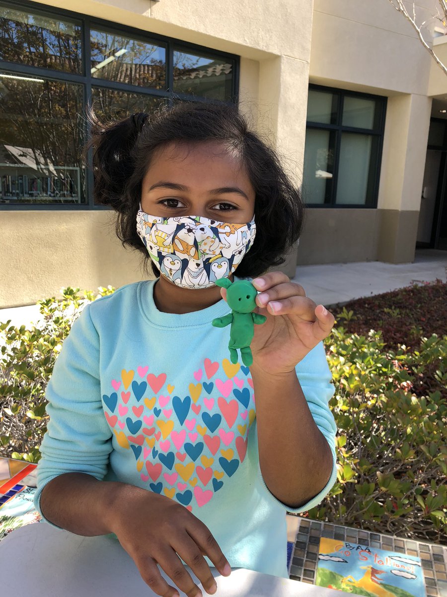 CatGilbertArtEd's tweet photo. Opening Day in the Ceramics studio for 2nd! Building confidence sculpting forms w plasticine...now ready for kiln-clay! “I made a self-portrait...as you can see by my matching pony-tail!”❤️ #TAB #DMUSD #SycRidge #SRSTEAM https://t.co/78gdO7DMwR