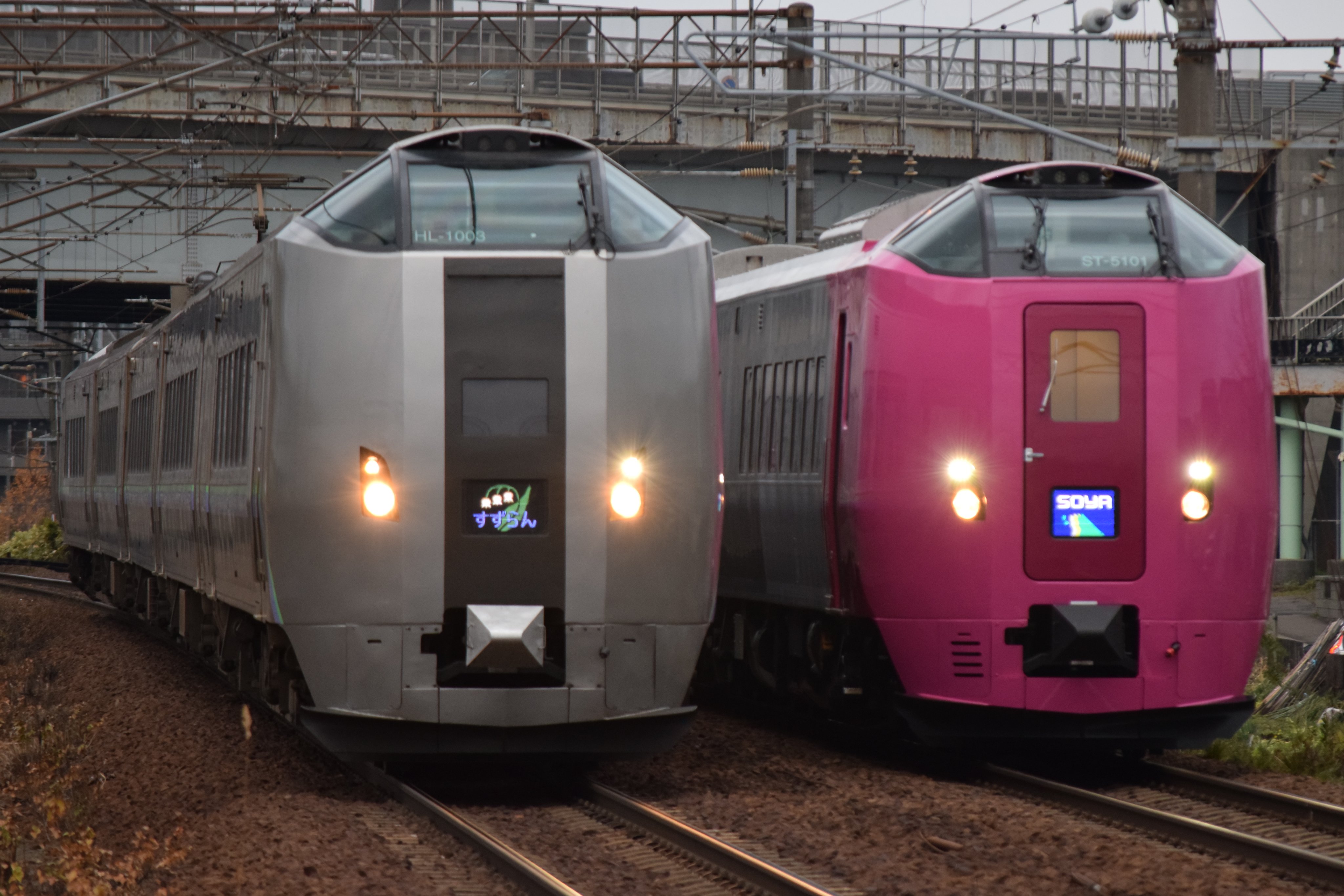 豊平川の鮎 11 14 キハ261系5000番台はまなす編成代走 51d 特急宗谷 1002m すずらん2号 宗谷とすずらんがここまで並走するのは珍しい気がする T Co H0fwnvtkgv Twitter