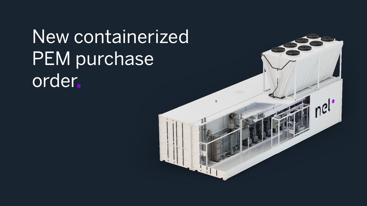 AdvanzH2's tweet photo. Nel ASA: Receives purchase order for a 1.25 MW containerized PEM electrolyzer from NREL
https://t.co/YgoI8Y6mLT
Contact: info@advanzh2.ca

#Hydrogen #exporting #Industrial #Canada #electrolizer #hydrogengenerator #nel #proton #Advanz #lowcarbon #zeroemissions #fuelcell https://t.co/0KBKEsSCm1