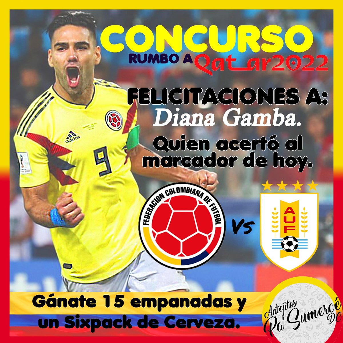 pasumerce_dc's tweet photo. Tenemos ganadora!!! 

Felicitaciones a Diana Gamba quien acertó en el marcador del partido de la Selección #Colombia. 

👏👏👏🤩🤩🤩 https://t.co/mJYizqNR7q