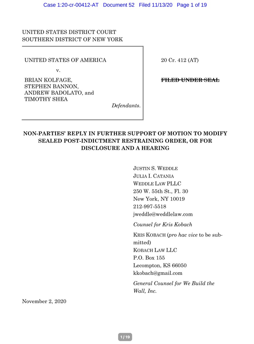 WHOAWHOA - you mean to tell me  @KrisKobach1787  @WeBuildtheWall are “transferring property” to  @DHSgov  @DHS_Wolf what is this madness?See black box on page 1WTFINGF Also this is a bonkers filing & its a non-sequitur argument set-forthThe bleep is this https://ecf.nysd.uscourts.gov/doc1/127127974440
