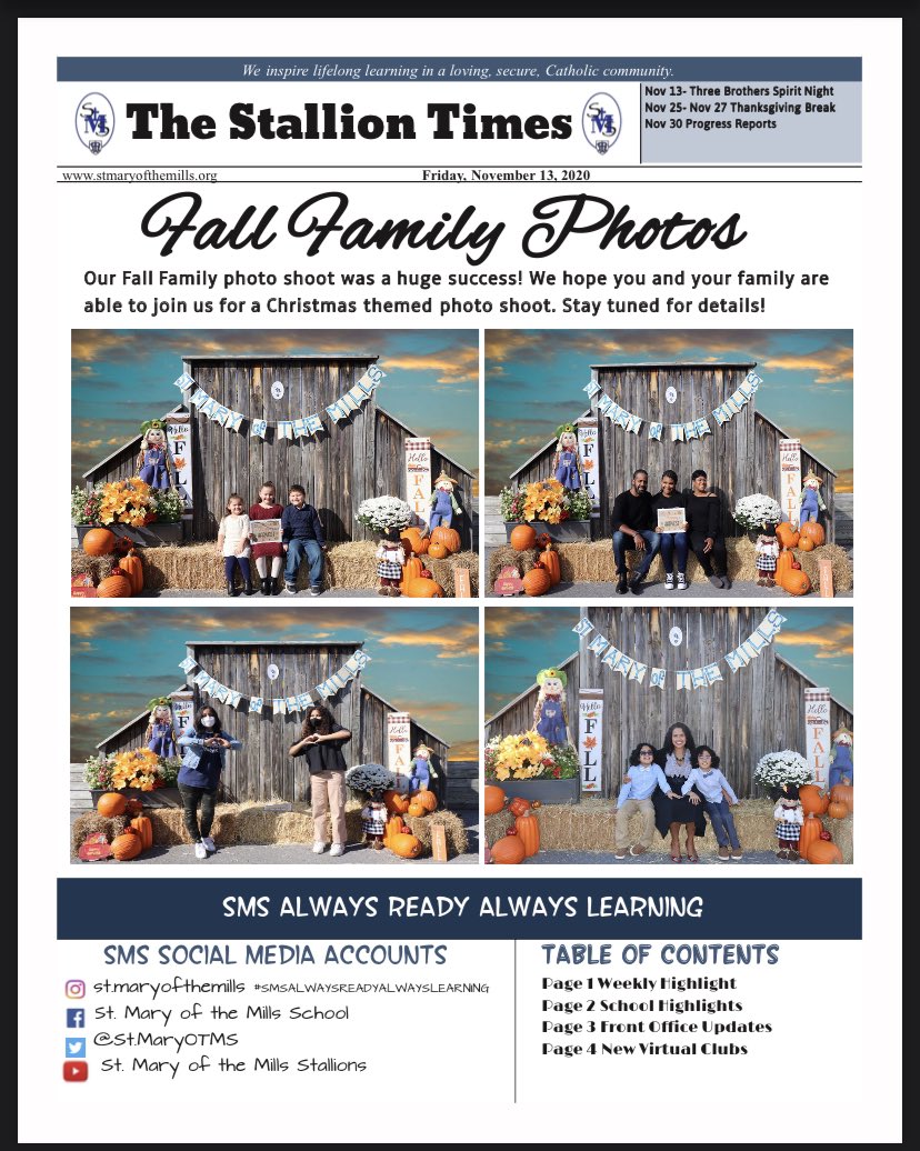 StMaryOTMS's tweet photo. Make sure you view this week’s Stallion Times #SMSAlwaysReadyAlwaysLearning #ADWCommUnity #DistanceLearningIsDifferentAtSMS https://t.co/eNXZntw7e2