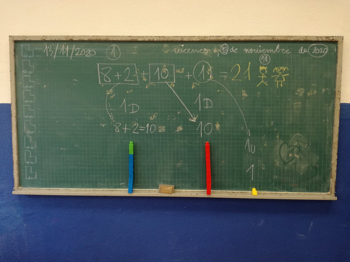 abralom's tweet photo. Hoy "éramos una decena" los que teníamos piezas rojas, ocho los que teníamos una pieza azul, dos con piezas verde, y uno con una pieza amarilla, es decir, hoy éramos dos decenas y una unidad. Hoy éramos 21. #abn #aprendertocando #aprenderjugando #aprenderhaciendo #calasanzrota https://t.co/OShO3Rj161