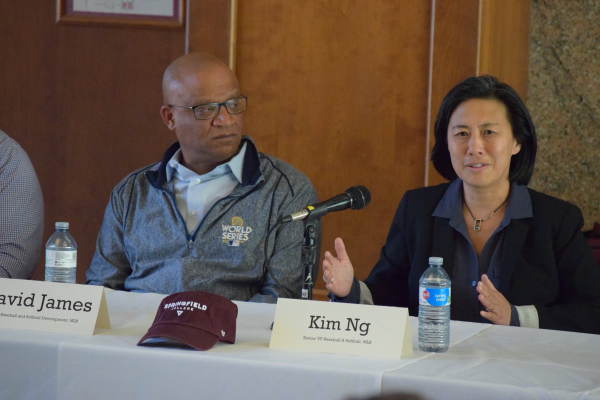 A very special Congratulations to Kim Ng being named Major League Baseball's first female General Manager as she leads the <a href="/Marlins/">Miami Marlins</a>. #SpringfieldCollege had the honor of hosting Kim back in 2018 as part of their partnership with MLB's Play Ball program for youth.